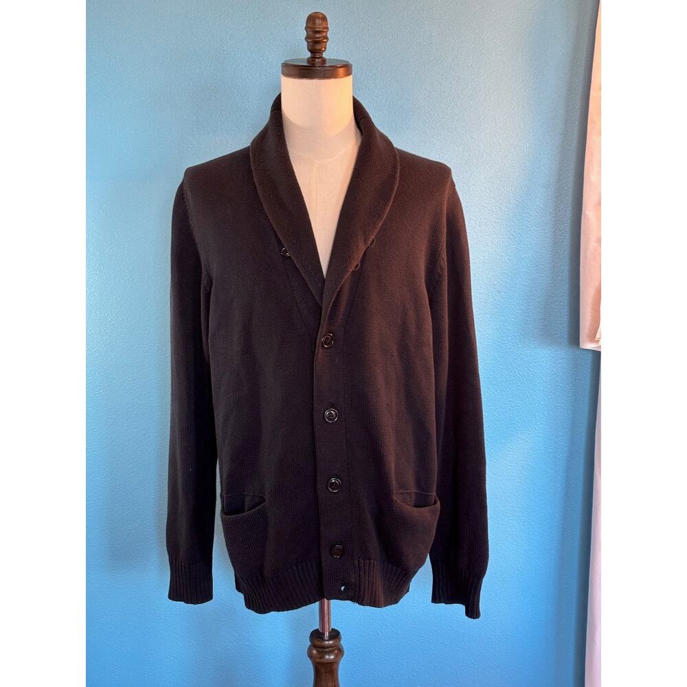 Men's ETIQUETA NEGRA Argentina Heavy 100% Cotton Black Cardigan Sweater XL